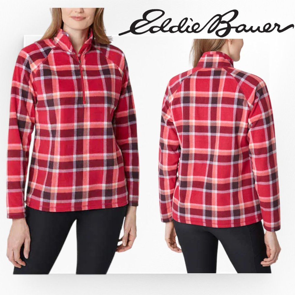 Eddie Bauer Women’s Fleece 1/4 Quarter Zip Pullover Dark Berry Red